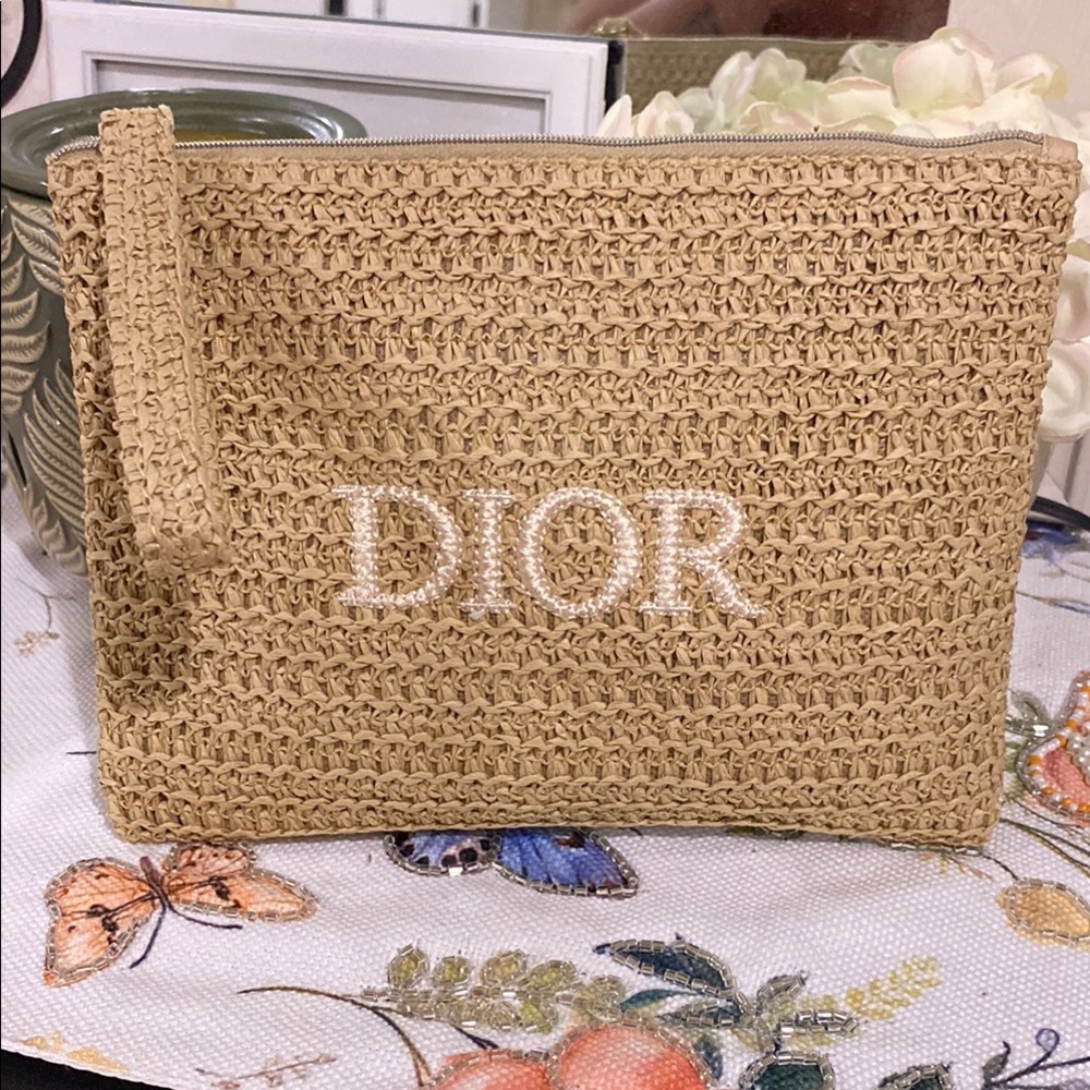 Dior Raffia Clutch Wristlet
